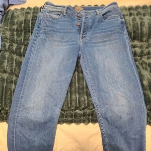 MOTHER Blue Straight Leg Jeans with Classic Style